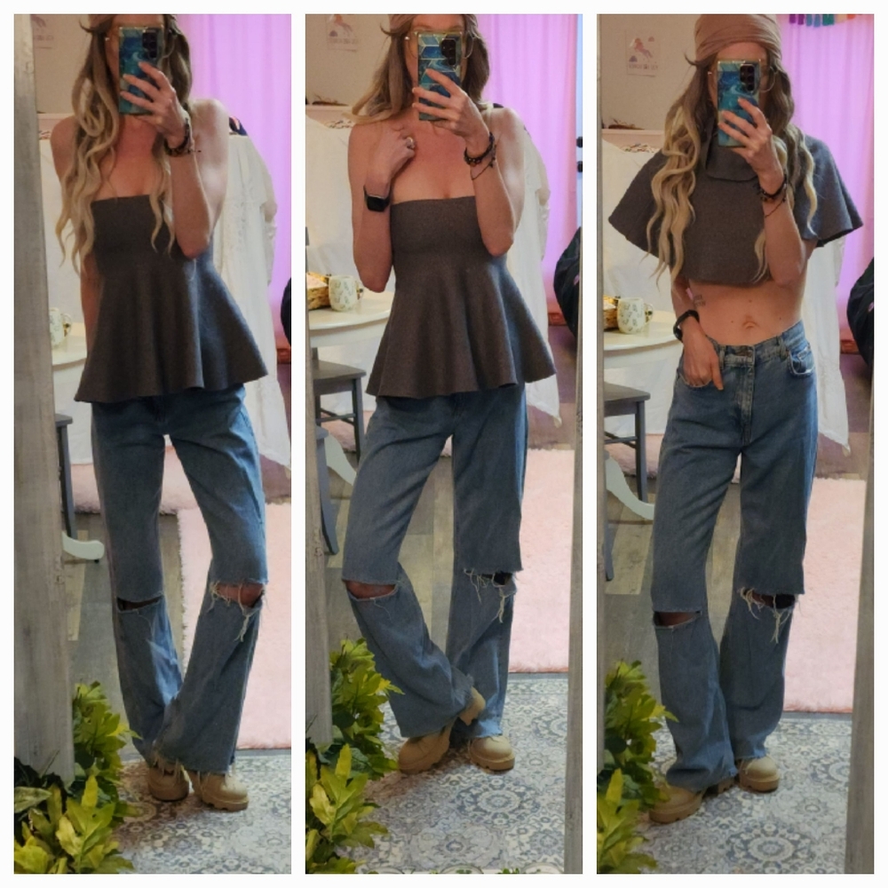 Zara The 90's Full Length High Rise Distressed Jeans Size 4